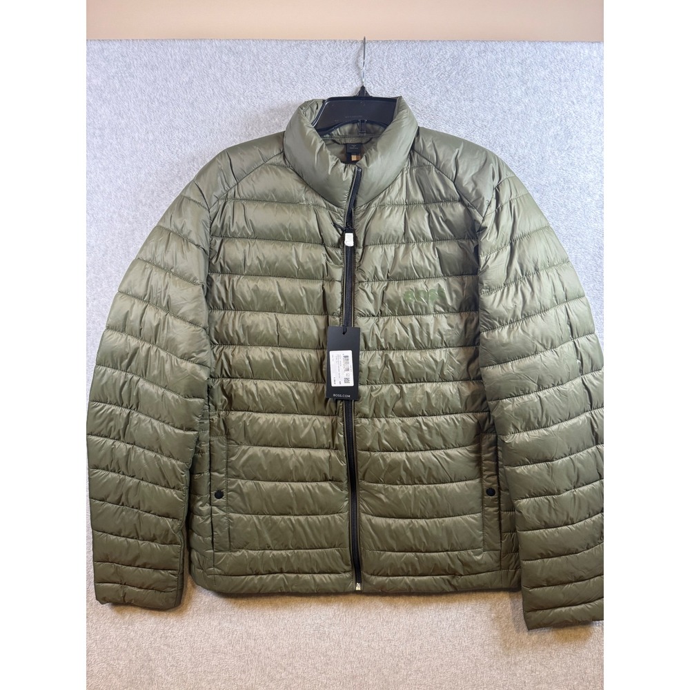 Hugo Boss Calanos Men Olive Green Lightweight Puffer Jacket 42R 50481548 NEW
